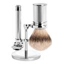 Mühle Traditional barbersett Krom Silvertip grevlinghår