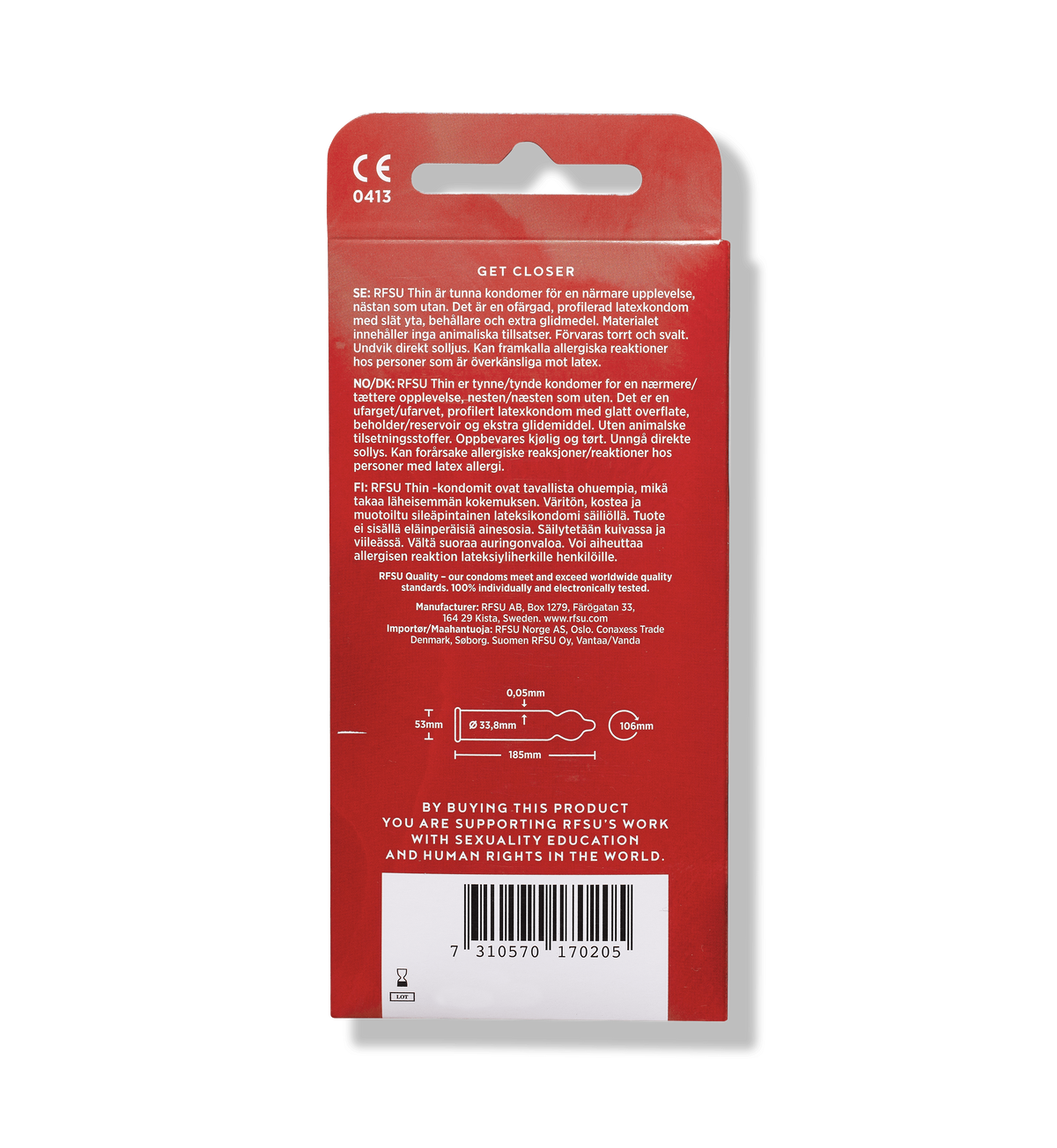 RFSU kondomer Thin 10-pakning - Default Title - Kondomer