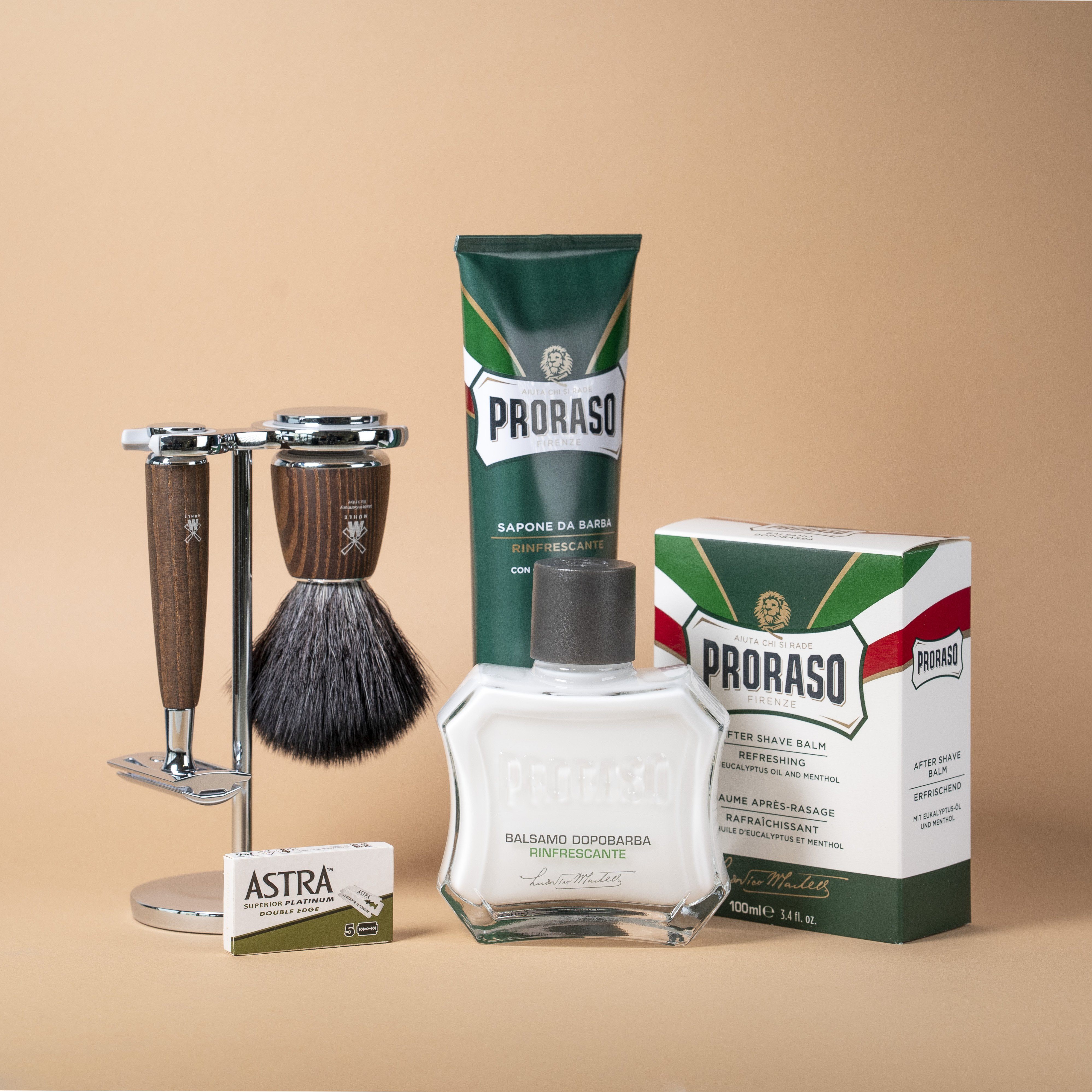 Startsett til tradisjonell barbering - Rytmo - 3 deler Ask Black Fibre Eukalyptus og mentol